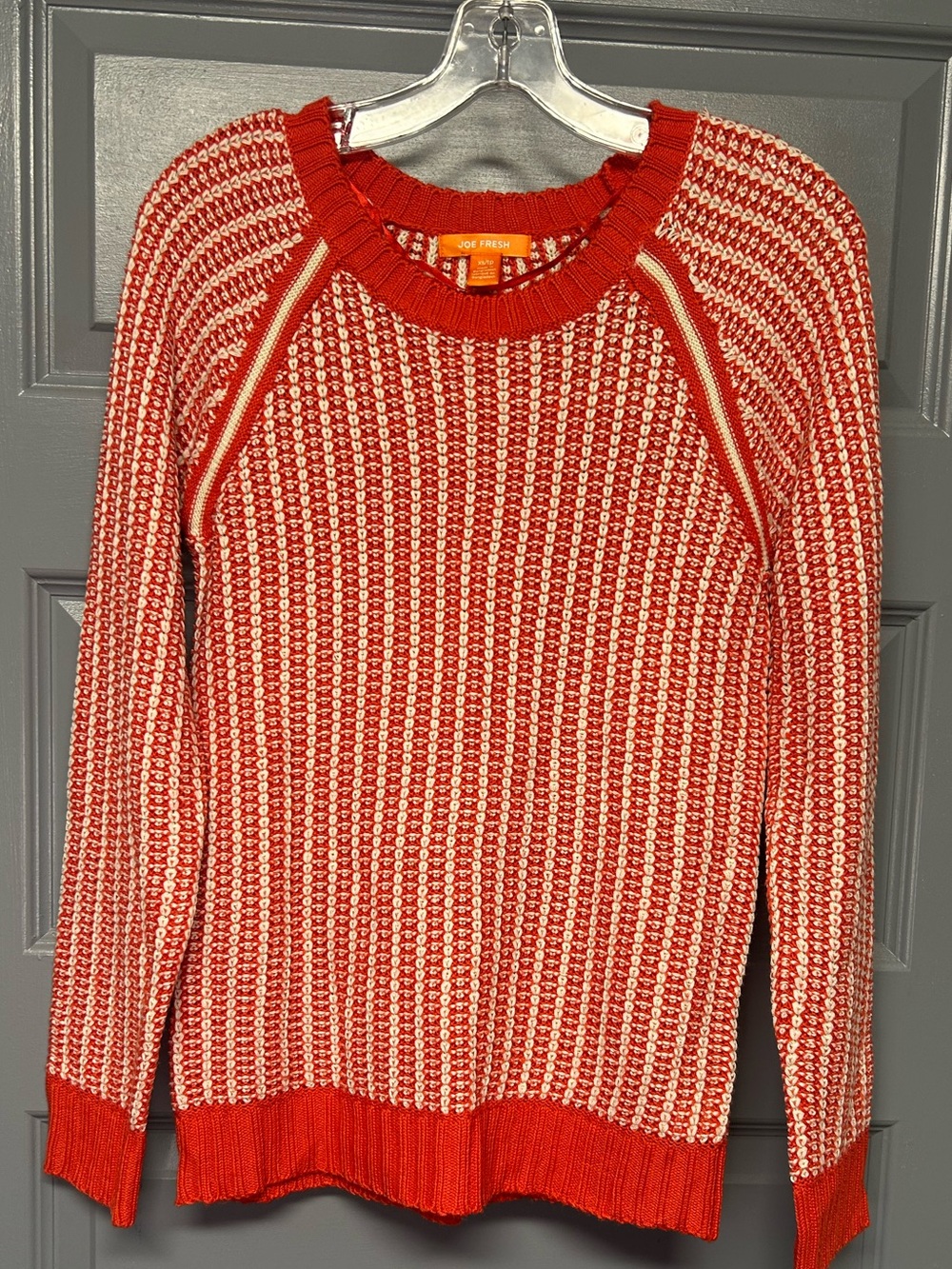 JOE FRESH open weave pullover sweater. Size XS. Nice . Orangey red /cream.